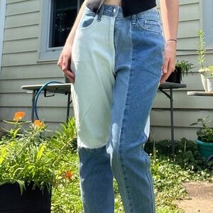 Hollister Women's Two-Tone Patchwork Straight Leg Jeans